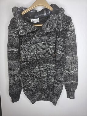 Leif Nelson Men's Chunky Cable Knit Hooded Sweater Jacket Size M